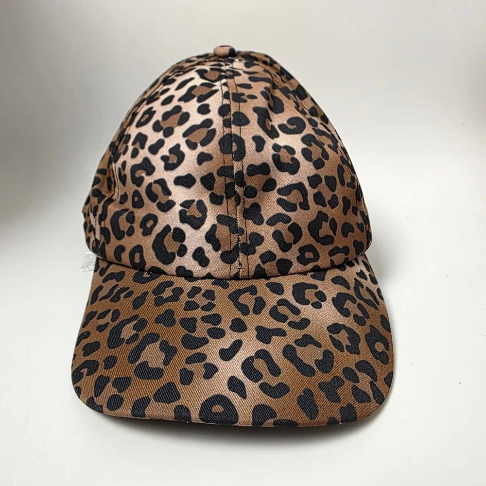 Women's Leopard Print Baseball Cap Adjustable Animal Pattern Cheetah Hat Brown